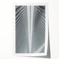 Extra large rolled print of Seattle skyline with muted gray and floral elements, ideal for dining room wall art.