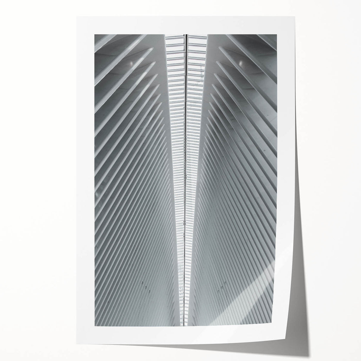 Extra large rolled print of Seattle skyline with muted gray and floral elements, ideal for dining room wall art.