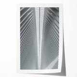 Extra large rolled print of Seattle skyline with muted gray and floral elements, ideal for dining room wall art.