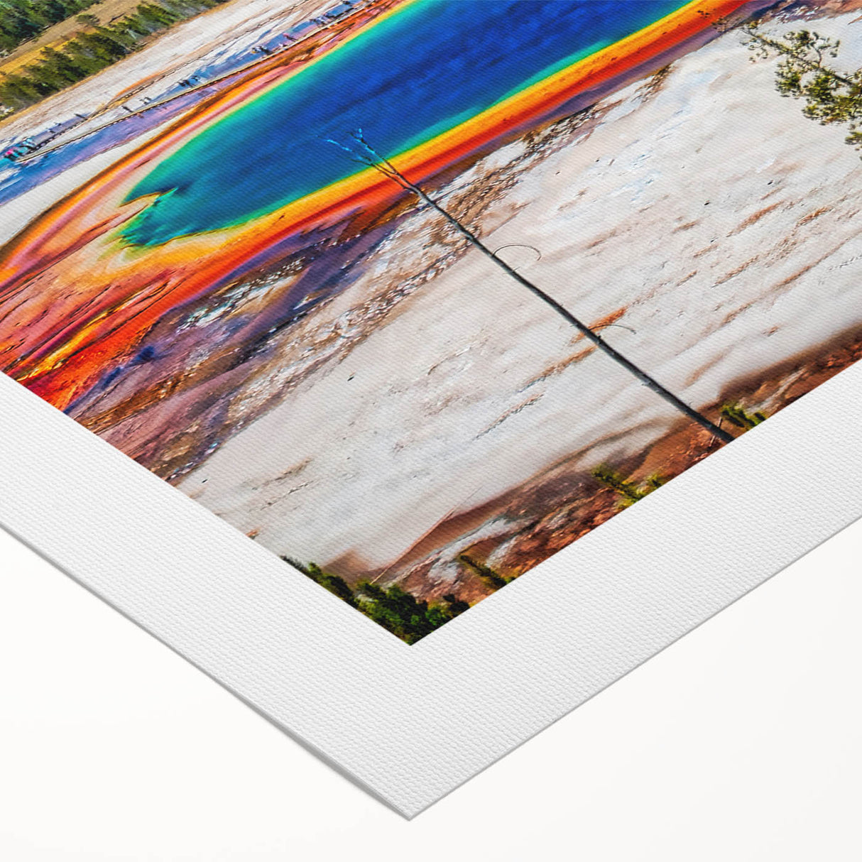 Art deco poster of Yellowstone scenery in earth tones on rolled canvas, suitable for dining room wall art.