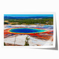 Yellowstone National Park scenery on a rolled print, featuring muted earth tones, ideal for art wall dining room.