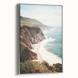 Landscape art painting featuring a summer scene on framed canvas, with vibrant colors and vintage poster style.