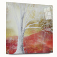 Abstract floral design on acrylic glass showcasing vibrant colors and intricate patterns, displayed from a side view with decorative pins, perfect for modern decor.