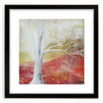 Abstract floral frame artwork with a black mat, showcasing vibrant colors and intricate details, perfect for modern home decor or gallery displays.