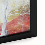 Close-up of a framed canvas showcasing an abstract floral design in vibrant colors, featuring intricate details and textures, perfect for modern home decor.