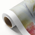 Abstract floral design on rolled canvas showcasing vibrant colors and intricate patterns, packaged securely in a sturdy cardboard tube for easy transport. Ideal for enhancing home decor with modern artistic flair.