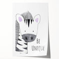 Kids Room Art Prints - Be Unique Zebra Wall Art for Girls' Bedrooms