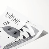 Kids Room Art Prints - Be Unique Zebra Wall Art for Girls' Bedrooms