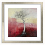 Abstract floral artwork framed in silver matting, showcasing vibrant colors and intricate designs, perfect for enhancing modern home decor or office spaces.