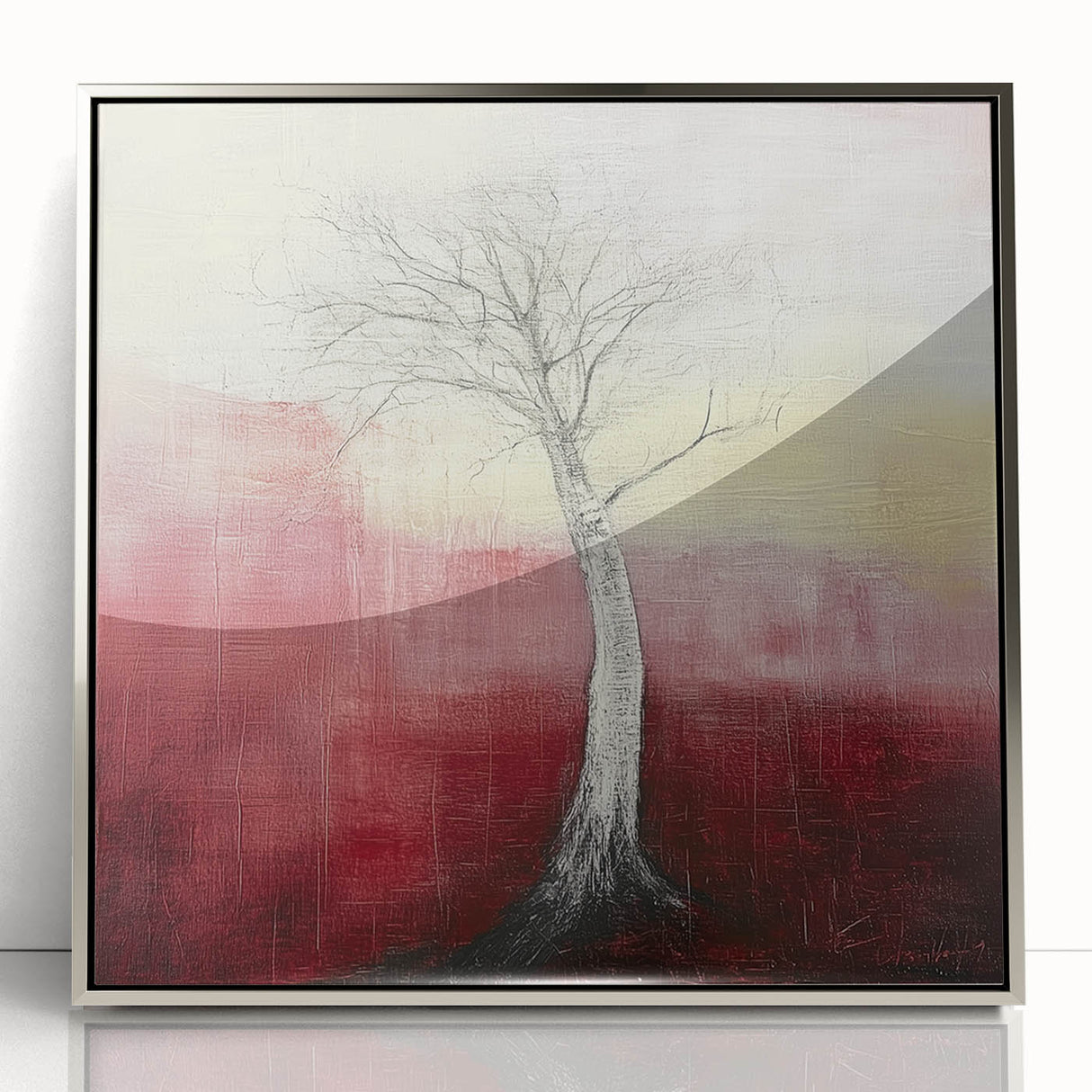 Framed acrylic artwork showcasing a vibrant abstract floral design in silver tones, ideal for modern home decor, adding a touch of elegance to any room.