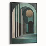 Abstract minimalist wall art in a sleek black frame, showcasing geometric patterns and subtle textures, ideal for modern home decor and art enthusiasts.