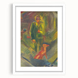 Expressionist Art - Standing Hunter with a Dog by Arnold Peter Weisz-Kubínčan