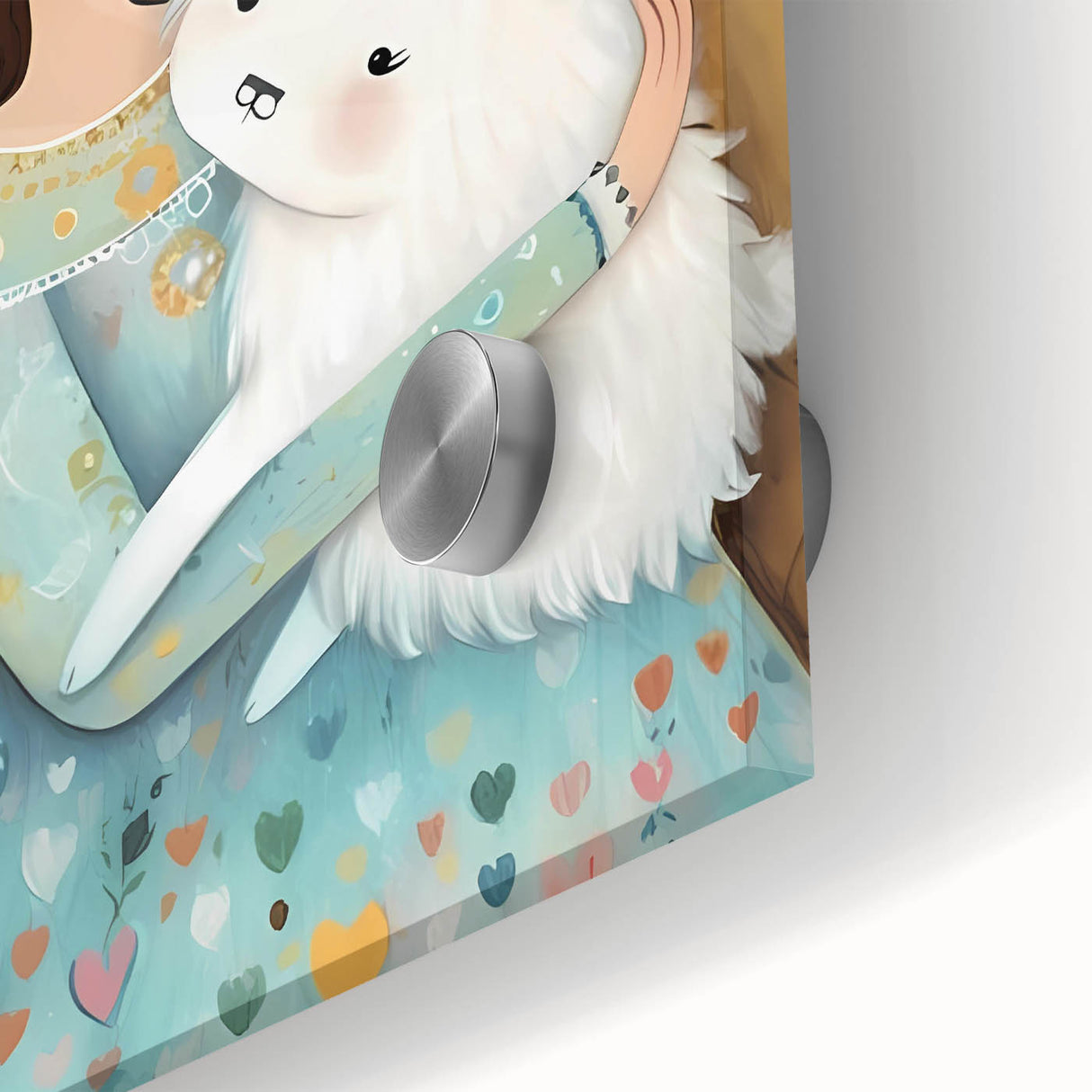 Girls Bedroom Art - Princess & Fluffy Pet Wall Decor for Kids