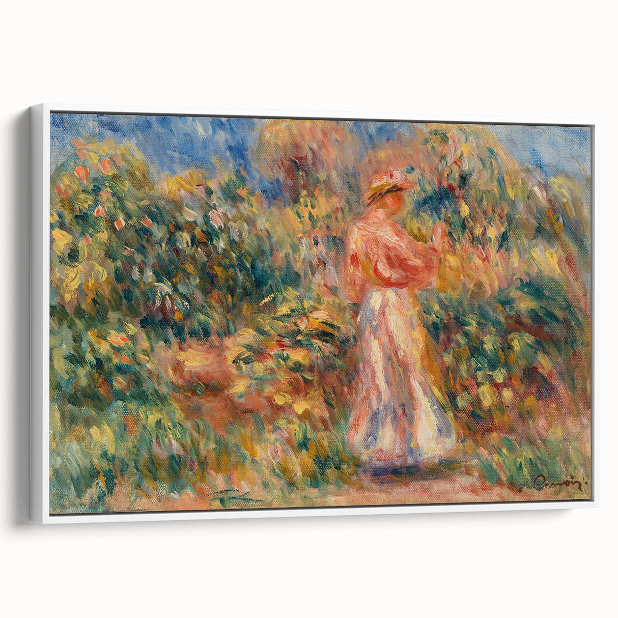 Impressionist Garden Scene Wall Art - Renoir's Woman in Pink and White