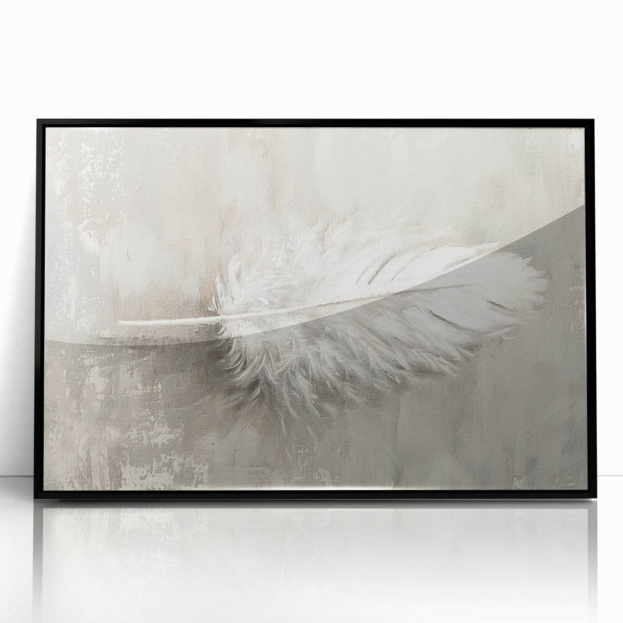 Framed Dining Room Prints - Neutral Feather Artwork for Dining Area