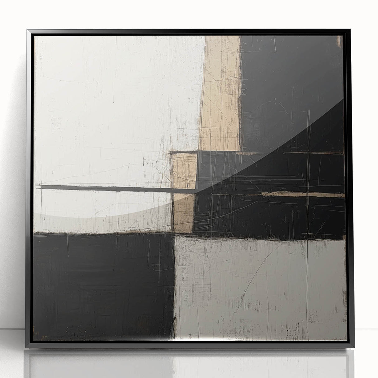 Modern Monochrome Abstract Wall Art – Large Canvas & Framed Print
