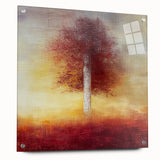 Abstract floral acrylic glass artwork showcasing vibrant colors and intricate patterns, displayed from a side view with visible pins for mounting. Ideal for modern home decor.