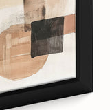 Close-up of a minimalist abstract wall art framed canvas showcasing soft, muted colors and geometric shapes, perfect for modern decor and artistic spaces.