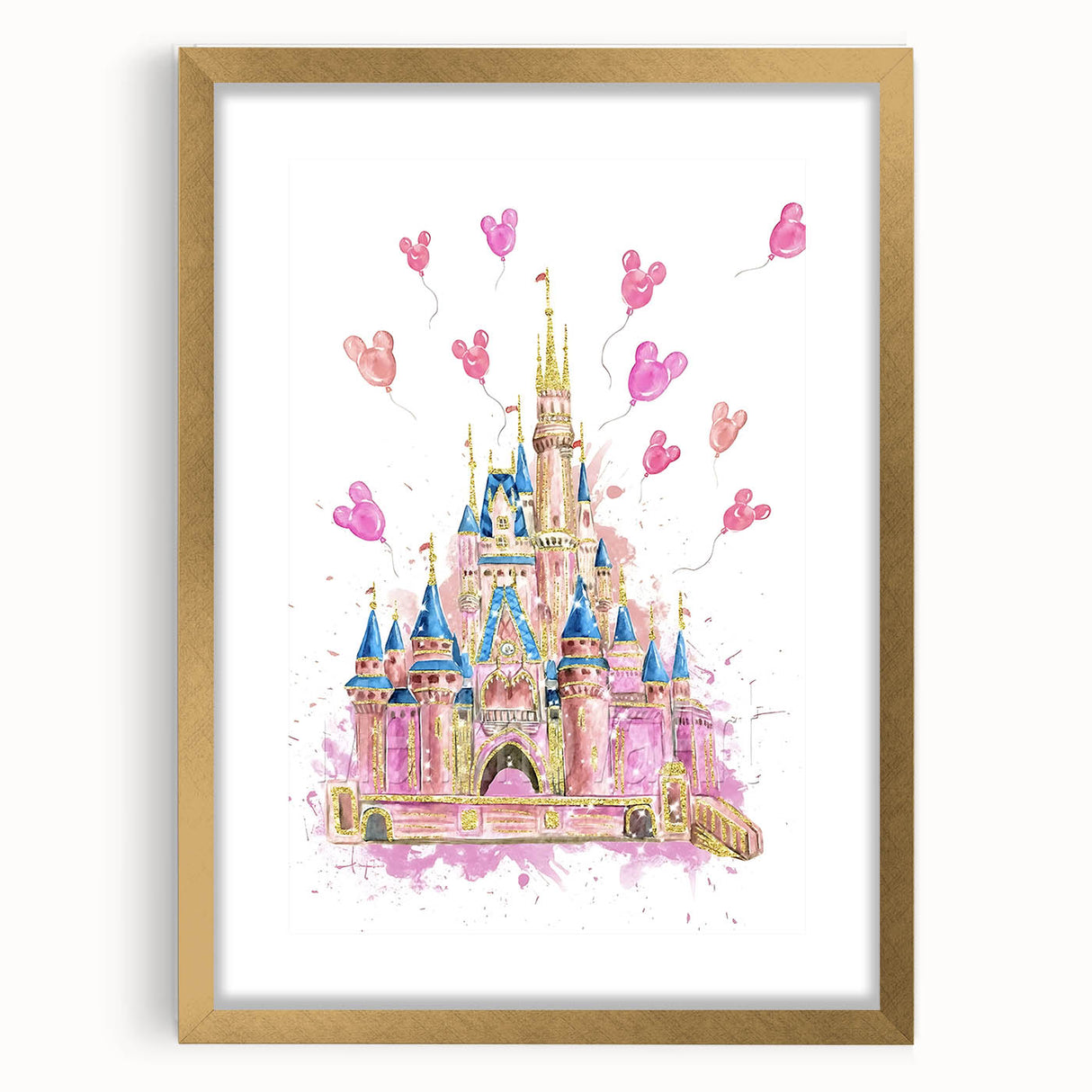 Magical Girls Room Wall Art - Pink Castle Nursery Art Print