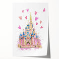 Magical Girls Room Wall Art - Pink Castle Nursery Art Print