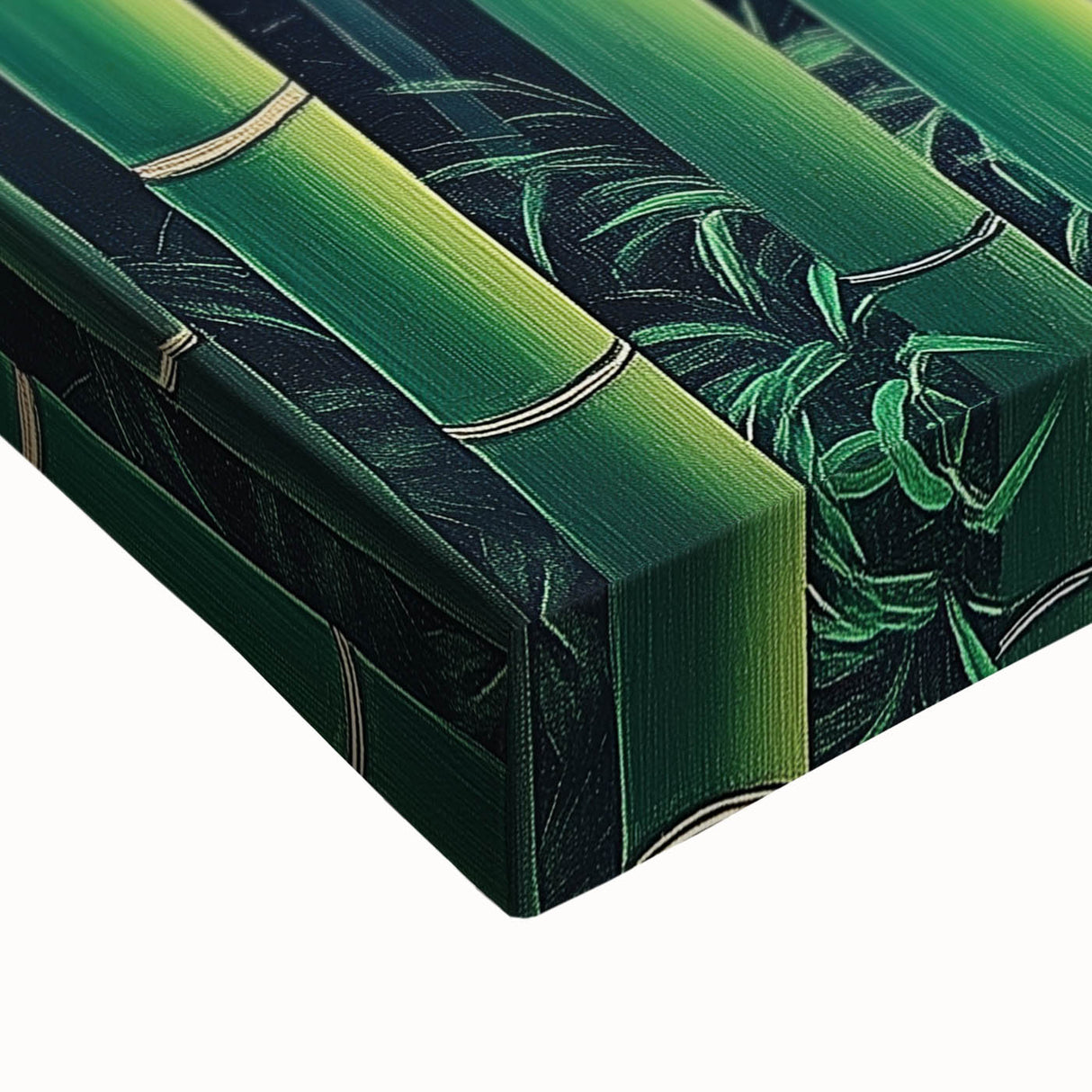 Close-up of an abstract floral stretched canvas artwork showcasing vibrant colors and intricate designs, ideal for enhancing modern home decor aesthetics. The artwork features a blend of bold hues and soft lines, creating a visually striking focal point in any room.