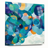 Playful Abstract Wall Art – Aqua, Navy & Orange Modern Canvas