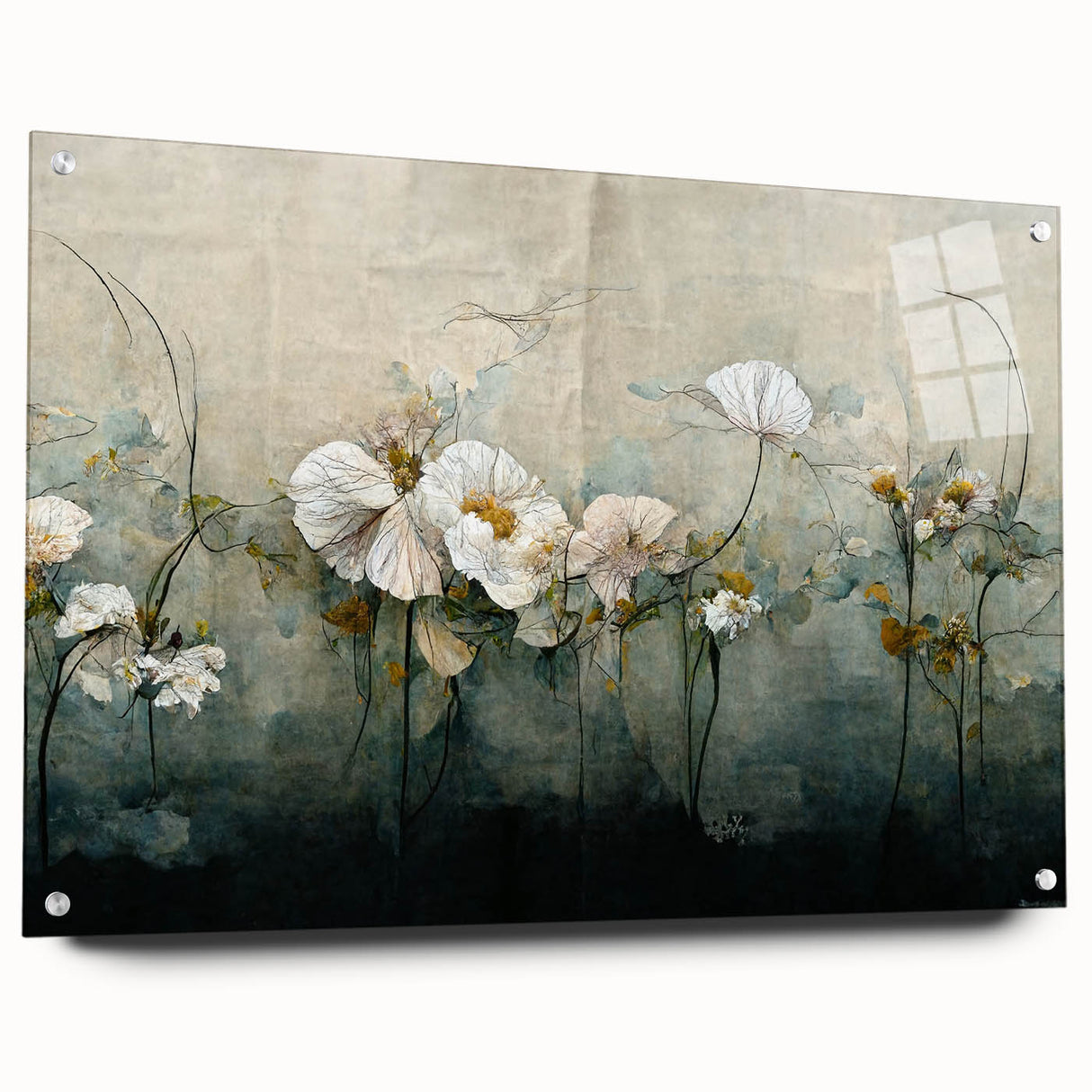 Elegant Floral Living Room Wall Art - Modern Abstract Canvas Print