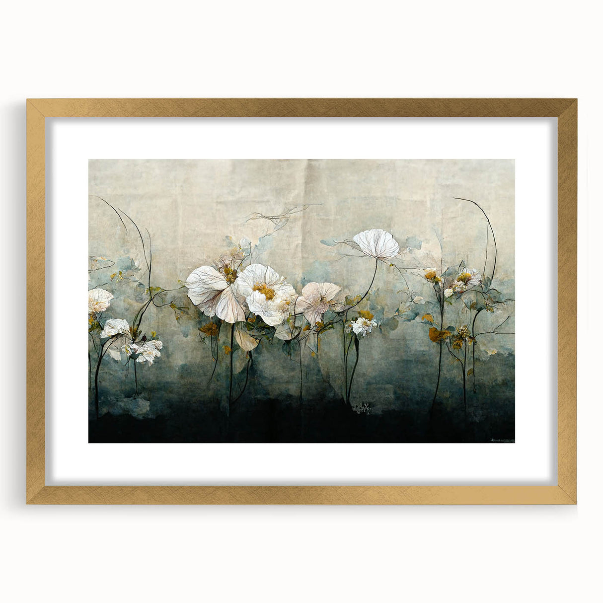 Elegant Floral Living Room Wall Art - Modern Abstract Canvas Print