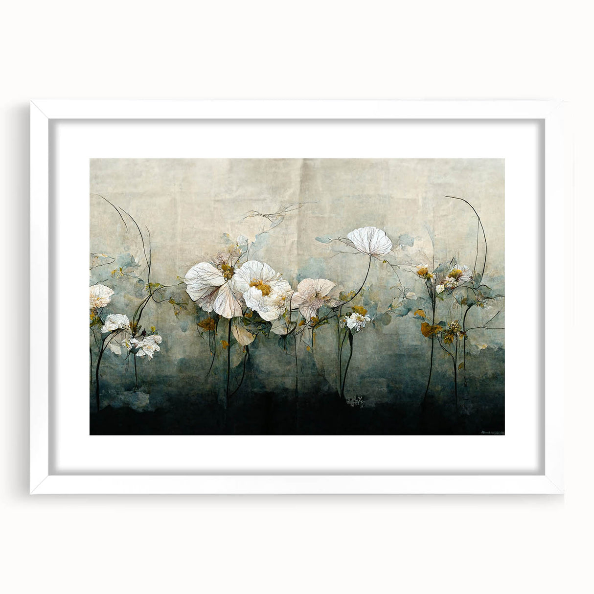 Elegant Floral Living Room Wall Art - Modern Abstract Canvas Print