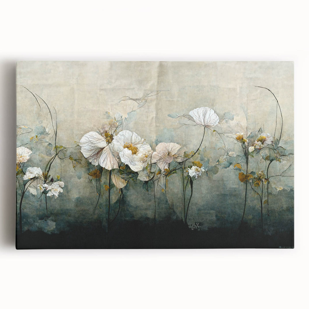 Elegant Floral Living Room Wall Art - Modern Abstract Canvas Print