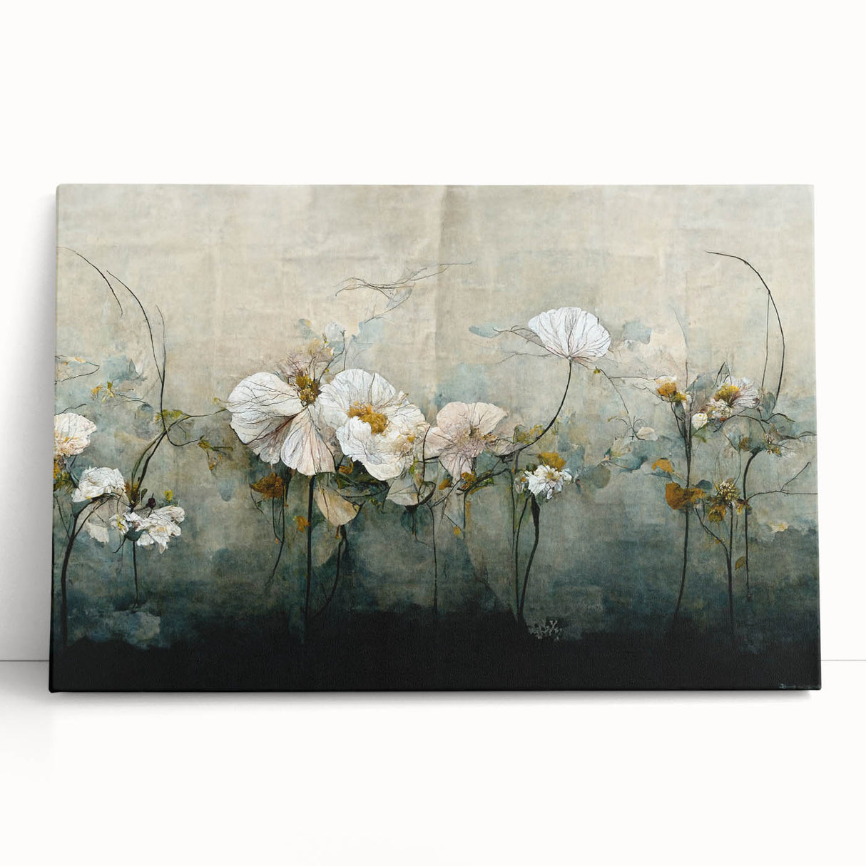 Elegant Floral Living Room Wall Art - Modern Abstract Canvas Print