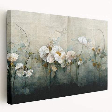 Elegant Floral Living Room Wall Art - Modern Abstract Canvas Print