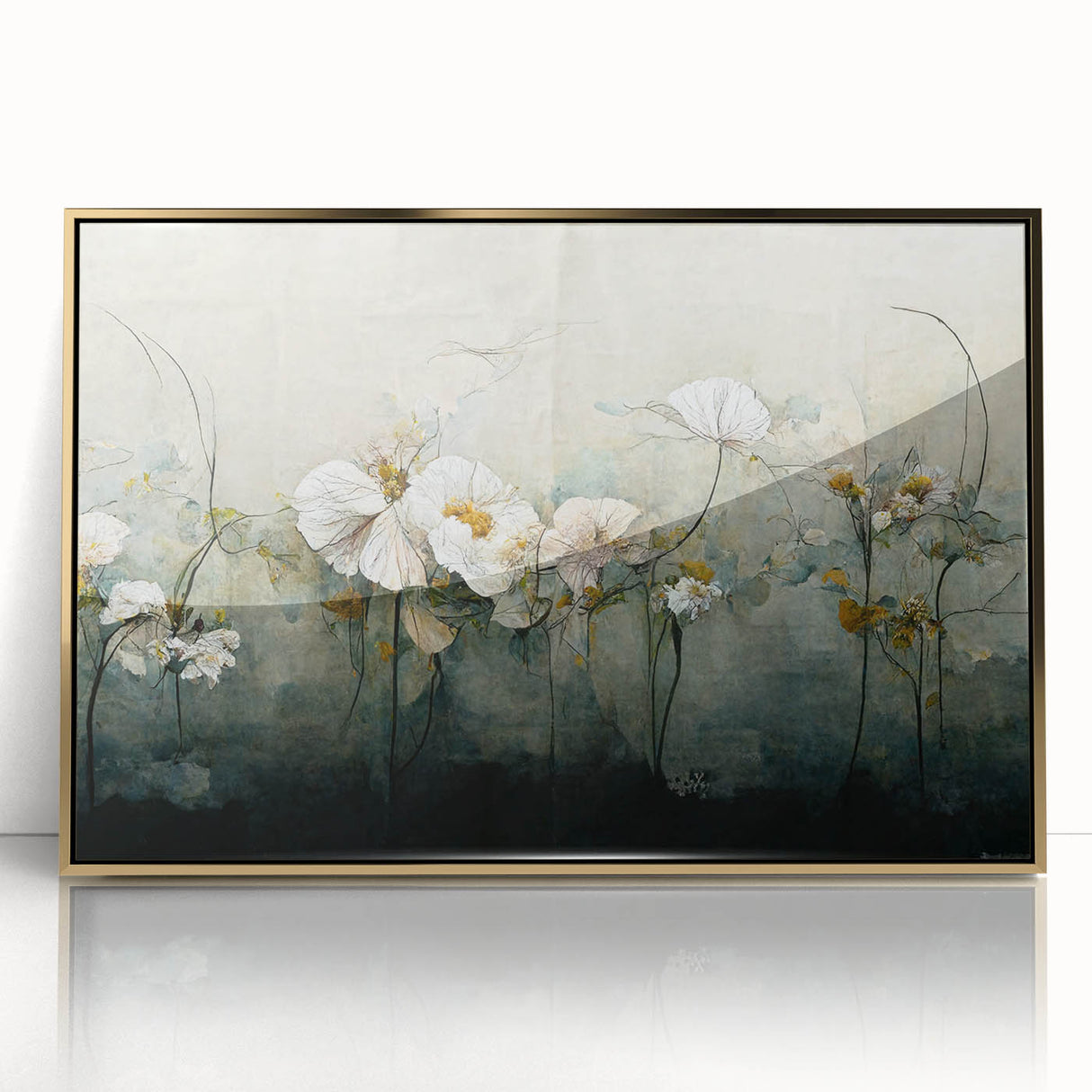 Elegant Floral Living Room Wall Art - Modern Abstract Canvas Print