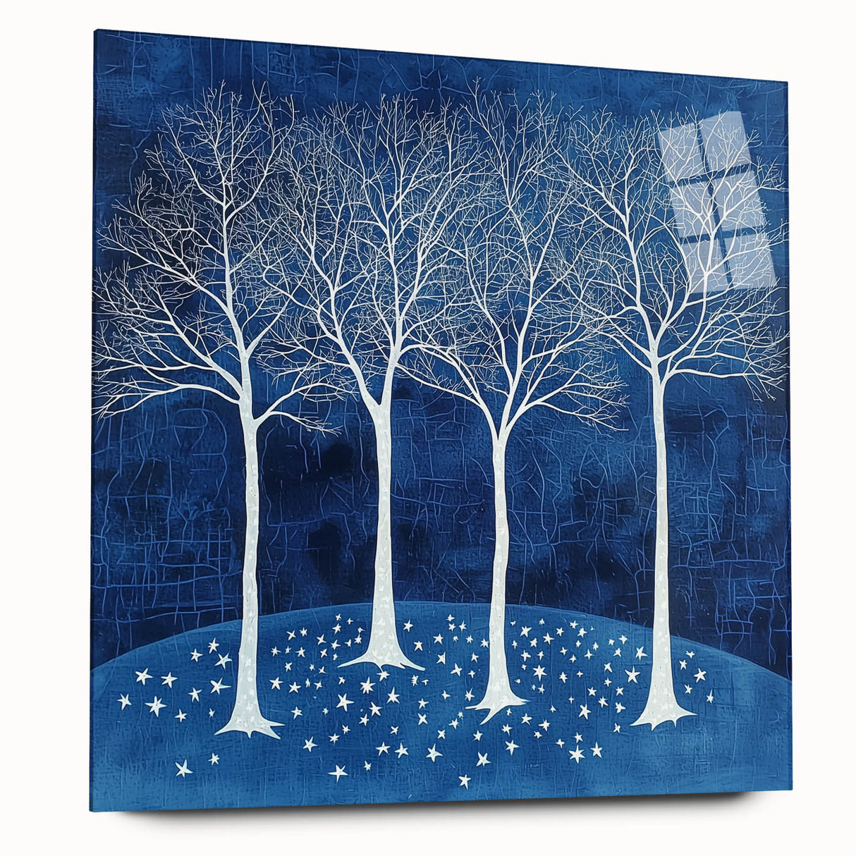 Abstract floral acrylic glass artwork featuring vibrant colors and intricate patterns, showcasing a side view without pins, perfect for modern decor.
