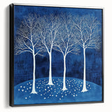 Framed canvas artwork displaying an abstract floral design with vibrant colors, set against a sleek black frame, perfect for modern home decor.