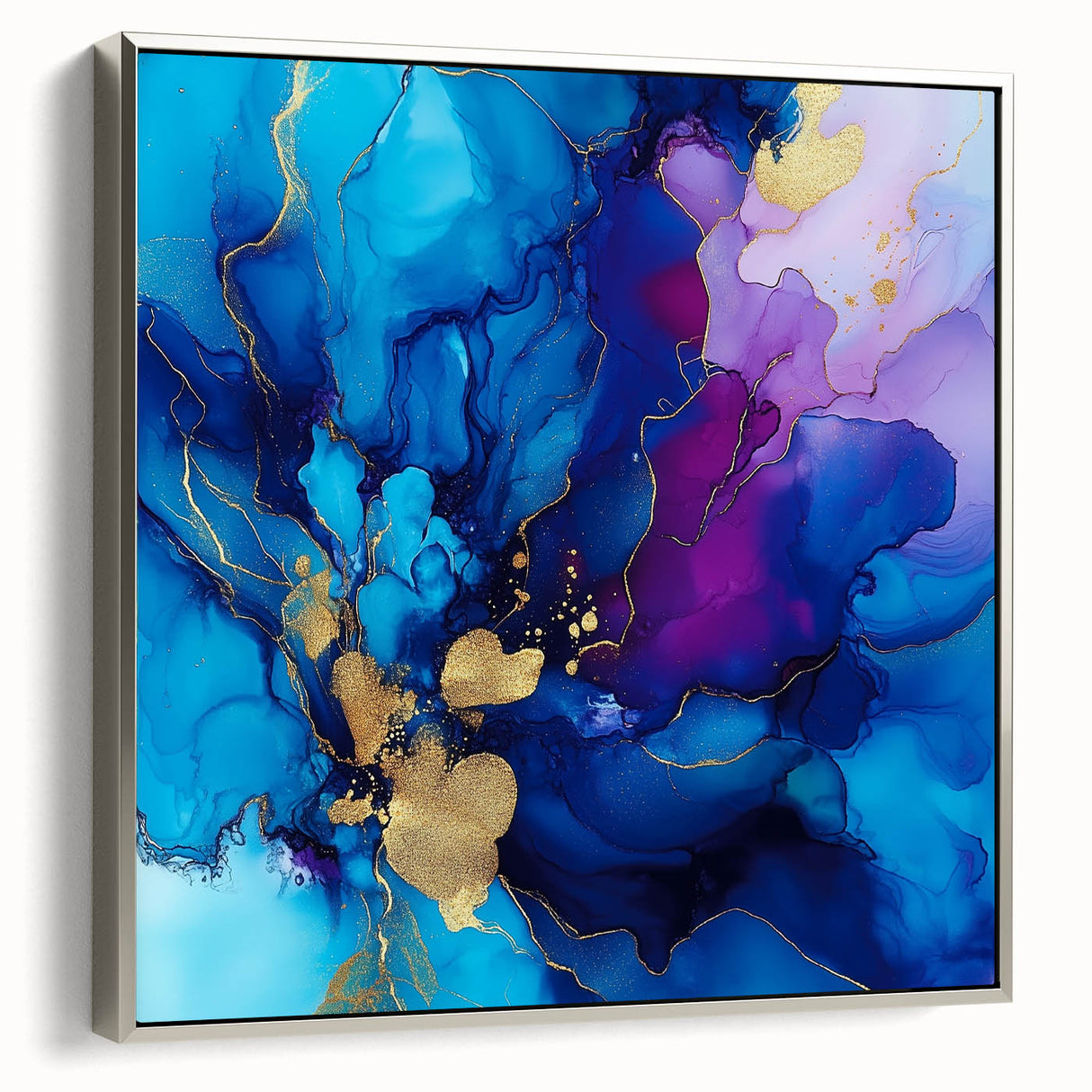 Luxury Abstract Wall Art – Royal Blue, Violet & Gold Canvas Print