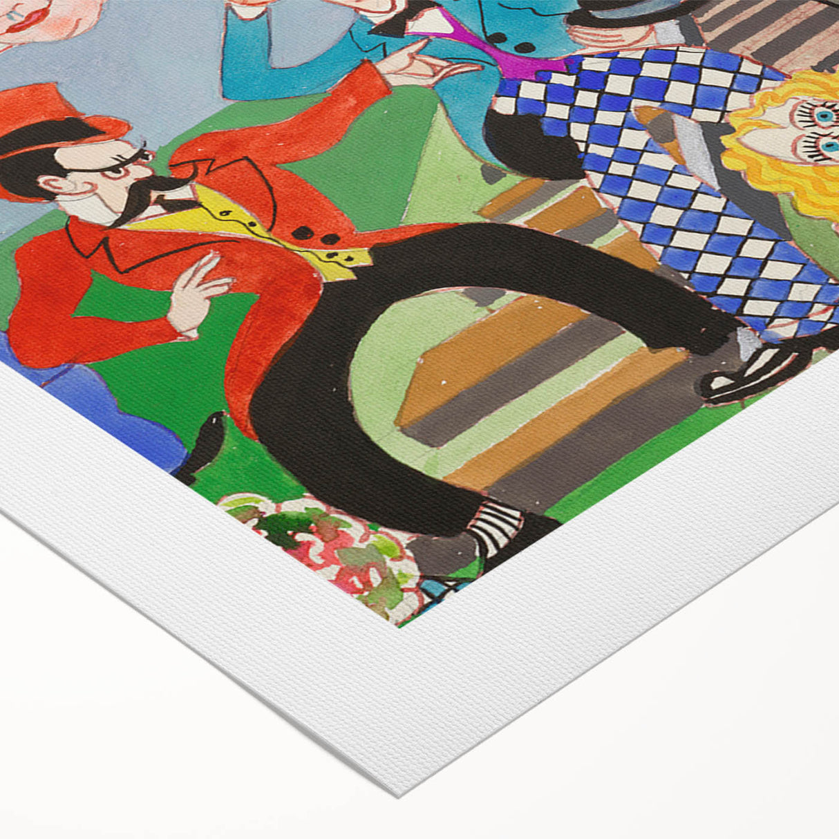 Playful Chaos: Modern Wall Art Featuring Keystone Cops and Colorful Drama