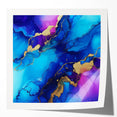 Vibrant Abstract Wall Art – Blue, Violet & Gold Fluid Canvas Print