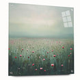 Abstract floral acrylic glass artwork showcasing vibrant colors and intricate patterns, elegantly displayed from a side view with metal pins for mounting.