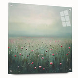 Abstract floral acrylic glass artwork showcasing vibrant colors and intricate patterns, elegantly displayed from a side view with metal pins for mounting.
