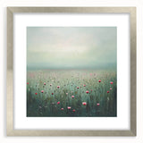 Abstract floral art frame with a silver mat, featuring intricate designs and vibrant colors, perfect for modern home decor and art enthusiasts.