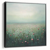 Framed canvas artwork featuring an abstract floral design with vibrant colors, set against a black background, showcasing a modern and elegant side view for home decor.
