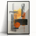 Abstract minimalist wall art featuring geometric shapes in a black frame, designed for modern decor. The piece showcases a sleek acrylic finish, adding elegance to any space.