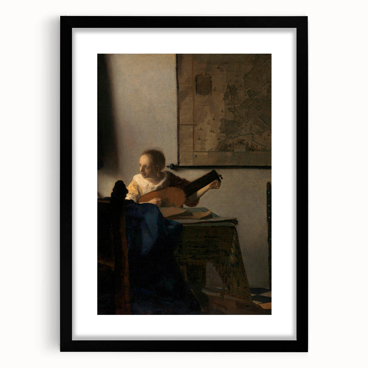 Baroque Woman Playing Lute Wall Art – Timeless Musical Grace