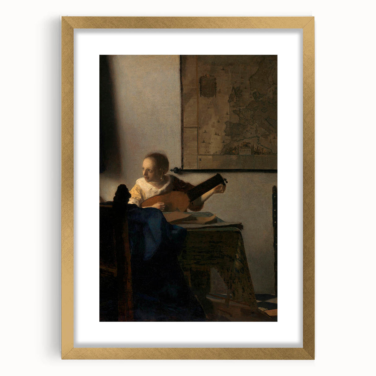 Baroque Woman Playing Lute Wall Art – Timeless Musical Grace