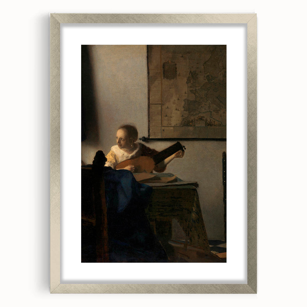 Baroque Woman Playing Lute Wall Art – Timeless Musical Grace