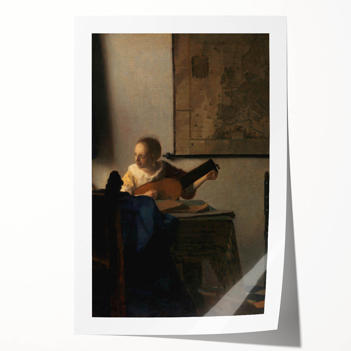 Baroque Woman Playing Lute Wall Art – Timeless Musical Grace