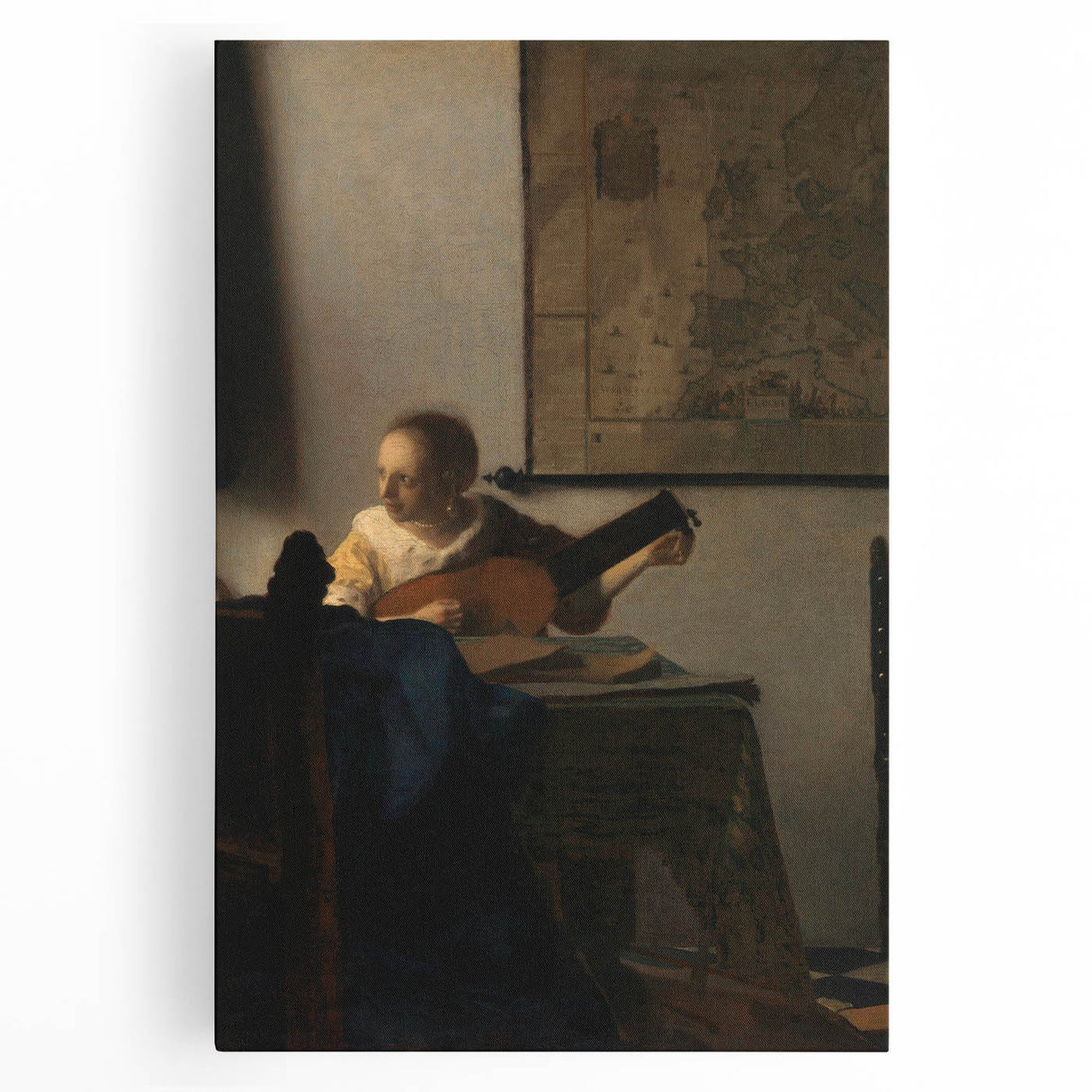 Baroque Woman Playing Lute Wall Art – Timeless Musical Grace