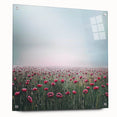 Abstract floral acrylic artwork displayed from a side view, showcasing vibrant colors and intricate patterns, secured with pins for stability. Ideal for modern home decor.