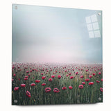 Abstract floral acrylic artwork displayed from a side view, showcasing vibrant colors and intricate patterns, secured with pins for stability. Ideal for modern home decor.